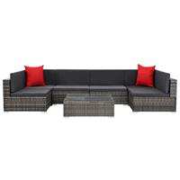 Loungeset poly rattan grijs 23-delig