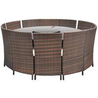 7-delige Tuinset met kussens poly rattan bruin