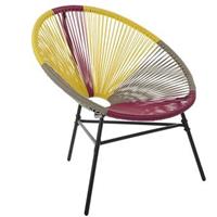 Beliani - Gartenstuhl mexikanischer Stuhl rot gelb beige Rattanstuhl Acapulco - Bunt
