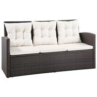 Loungeset 5-delig poly rattan bruin en crèmewit