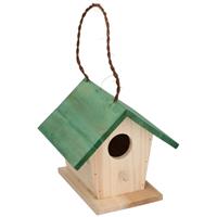 Lifetime Garden Houten vogelhuisje/nestkastje met groen dak 17 cm