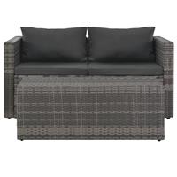 Loungeset met kussens 6-delig poly rattan grijs