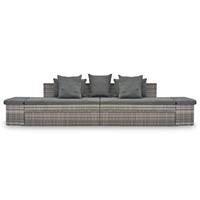 4-delige Loungeset met kussens poly rattan grijs