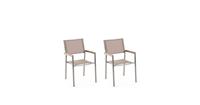 beliani Gartenstuhl Set 2 Stühle Polyester/Edelstahl beige Grosseto - Beige