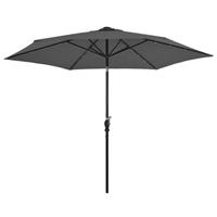 VidaXL Tuinparasol met LED-verlichting en stalen paal 300 cm antraciet