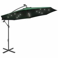 VidaXL Zweefparasol met LED-verlichting en metalen paal 300 cm groen