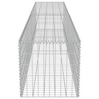 vidaXL Gabionenwand mit Abdeckung 300×50×50 cm Verzinkter Stahl Silber