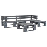 4-delige Loungeset Pallet Hout Grijs