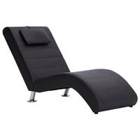 vidaXL Chaise longue met kussen kunstleer bruin