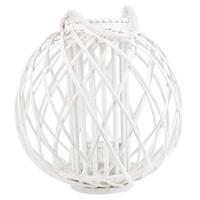 Beliani - Laterne Weiß 39 x 41 cm Glas mit Holz Kerzenhalter Dekorativ Rund Modern - Weiß