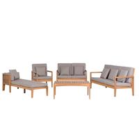 beliani Gartenmöbel Set Hellbraun Grau zertifiziertes Akazienholz Textil 7-Sitzer Terrasse Outdoor Scandi Stil - Grau
