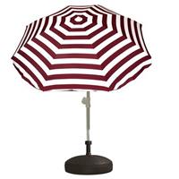 Voordelige set rood/wit gestreepte parasol en parasolvoet zwart Zwart