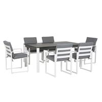 beliani Gartenmöbel Set Grau / Weiß Dunkelgrau Aluminium 6-Sitzer Terrasse Outdoor Modern - Grau