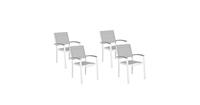 beliani Moderne Gartenstühle aus Aluminium Polyester im 4er Set grau /weiß Pereta - Grau