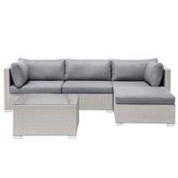 beliani Exklusives Gartenmöbel 4er Set aus Rattan grau linksseitig mit Auflagen Sano ii - Grau