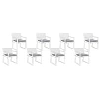 beliani Sitzkissen Set für Stuhl Grau Polsterbezug 8 Stück Garten Gartenmöbel Gartenstuhl - Grau
