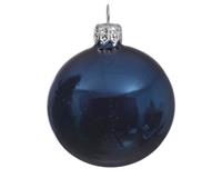 decoris 4 Glazen kerstballen glans 10 cm nacht blauw