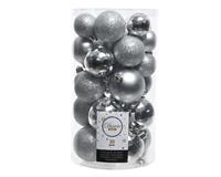decoris Kerstbal plastic gl-mt-glitter assorted zilver