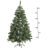 Bellatio Mini kunst kerstboom 60 cm met warm witte verlichting Groen