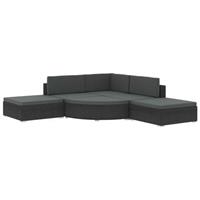 VidaXL 6-delige Loungeset met kussens poly rattan zwart