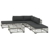 VidaXL 6-delige Loungeset met kussens poly rattan grijs