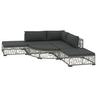 VidaXL 6-delige Loungeset met kussens poly rattan grijs