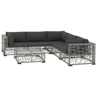 VidaXL 6-delige Loungeset met kussens poly rattan grijs