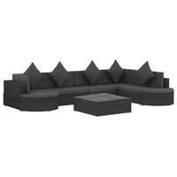 VidaXL 8-delige Loungeset met kussens poly rattan zwart