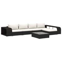 VidaXL 8-delige Loungeset met kussens poly rattan zwart