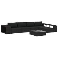 VidaXL 8-delige Loungeset met kussens poly rattan zwart