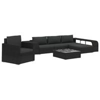 VidaXL 8-delige Loungeset met kussens poly rattan zwart