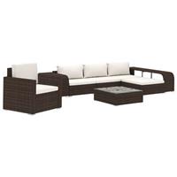 VidaXL 8-delige Loungeset met kussens poly rattan bruin