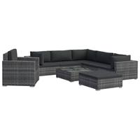 VidaXL 8-delige Loungeset met kussens poly rattan grijs