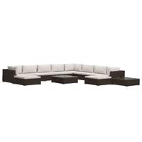 VidaXL 12-delige Loungeset met kussens poly rattan bruin