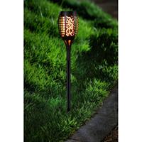 2x Tuinlamp fakkel / tuinverlichting met vlam effect 48,5 cm Zwart