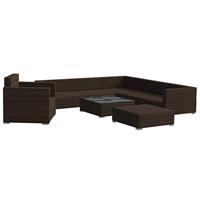 vidaXL 8-delige Loungeset met kussens poly rattan bruin