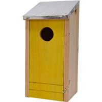Decoris Houten vogelhuisje/nestkastje gele voorzijde 26 cm Geel