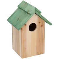 Lifetime Garden Voordeel pakket 8x houten vogelhuisjes met groen dak 24cm Multi