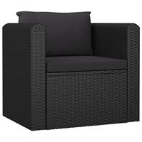 VidaXL Fauteuil met kussens poly rattan zwart