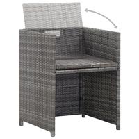 vidaXL 3-tlg. Bistro-Set mit Auflagen Poly Rattan  Grau