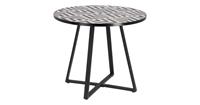 kavehome Tella runder Tisch aus weißer und schwarzer Keramik und schwarzen Stahlbeinen ø 90 cm - Kave Home
