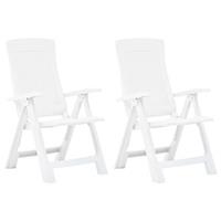 vidaXL Verstellbare Gartenstühle 2 Stk. Kunststoff  Weiß