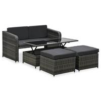 vidaXL 4-tlg. Garten-Lounge-Set mit Auflagen Poly Rattan  Anthrazit