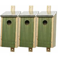 Decoris Set van 3 houten vogelhuisjes/nestkastjes donkergroen 26 cm Groen