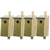 Decoris Set van 4 houten vogelhuisjes/nestkastjes lichtgroen 26 cm Groen