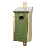 Decoris Houten vogelhuisje/nestkastje donkergroene voorzijde 26 cm Groen