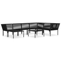 vidaXL 8-delige Loungeset met kussens PVC zwart