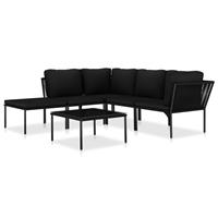 vidaXL 6-delige Loungeset met kussens PVC zwart