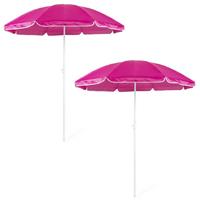 2x Roze strand parasols van nylon 150 cm Roze