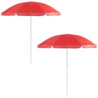 2x Rode strand parasols van nylon 200 cm Rood